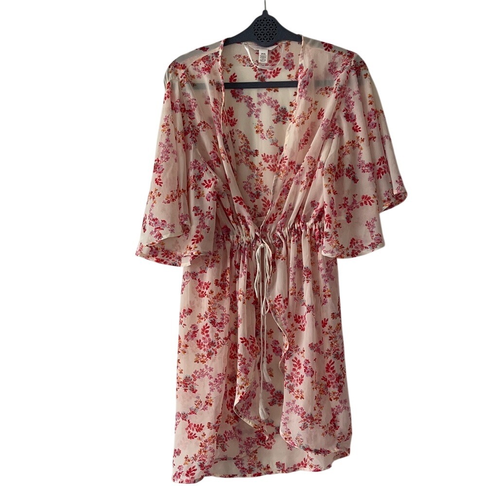Lauren Conrad Sheer Floral Tie-Front Swimsuit Cover-Up One Size